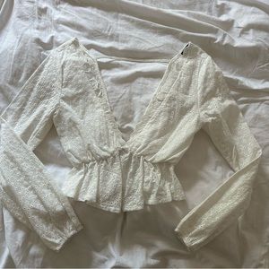 eyelet lace long sleeve top